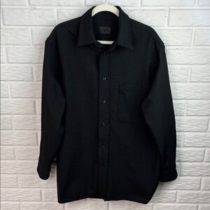 CROQUIS SKETCH MENS DRESS BUTTON UP SHIRT OVERSIZED CHINESE LUXURY BLACK SZ LG